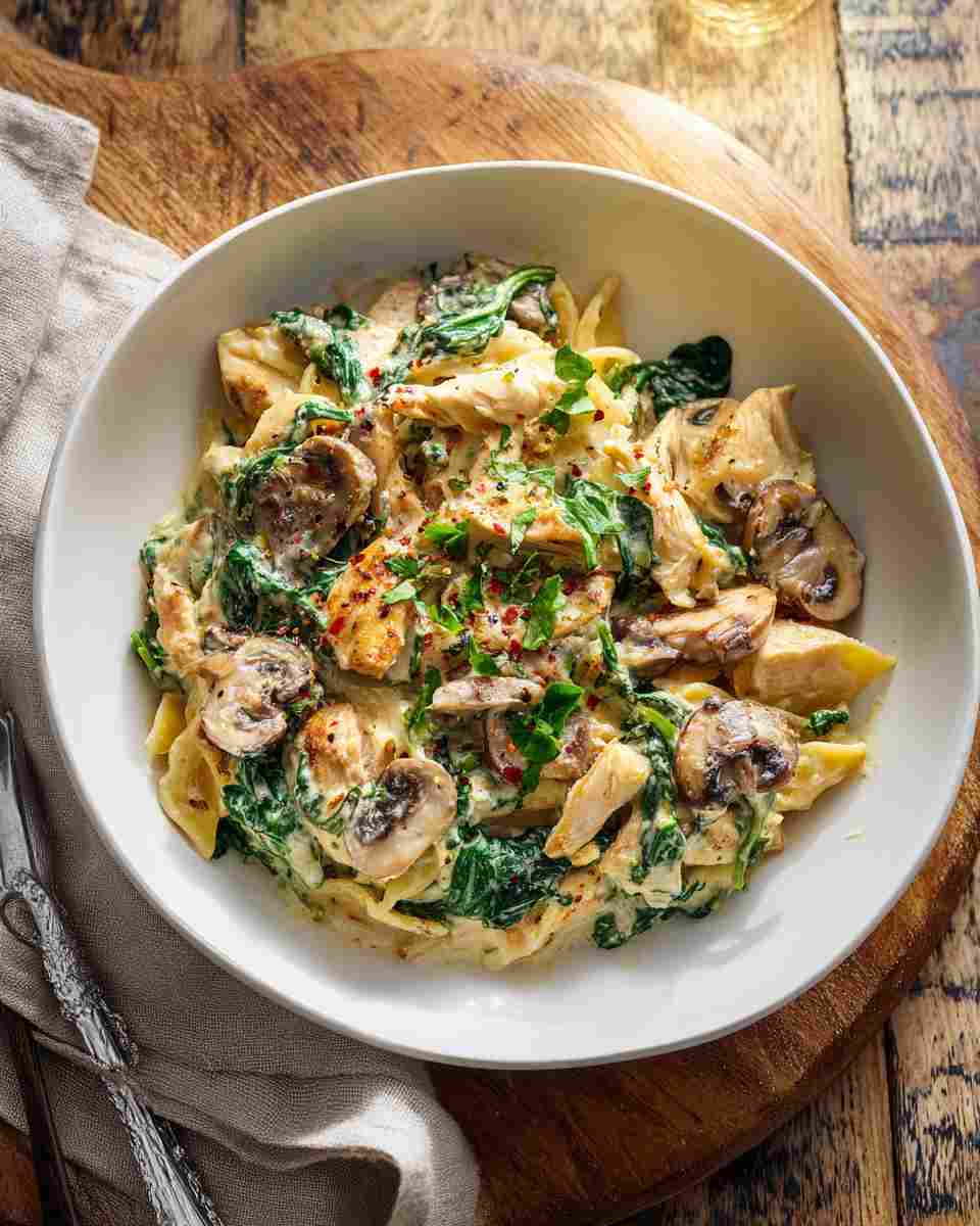 Creamy Chicken and Spinach Pasta Bake