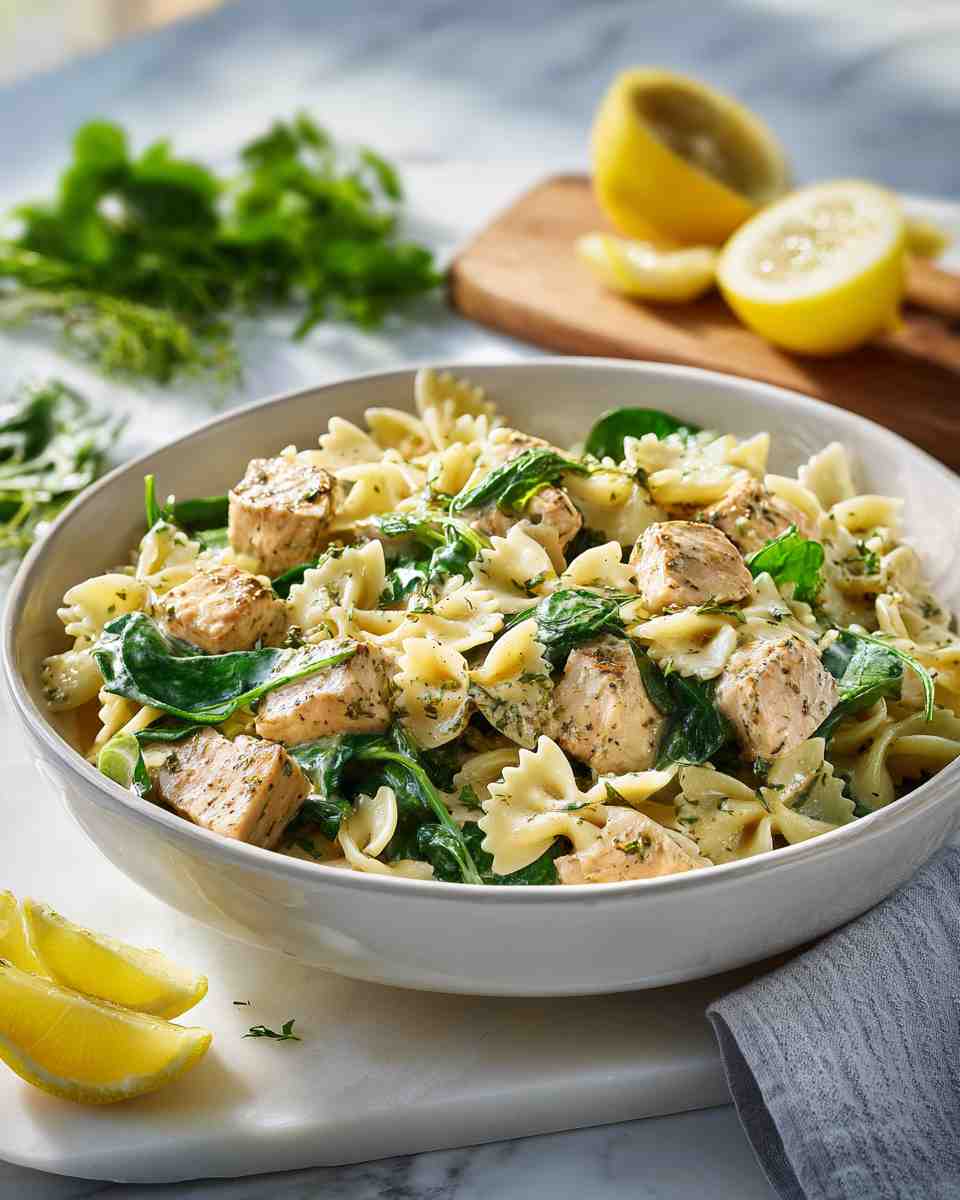 Creamy Chicken and Spinach Pasta Salad