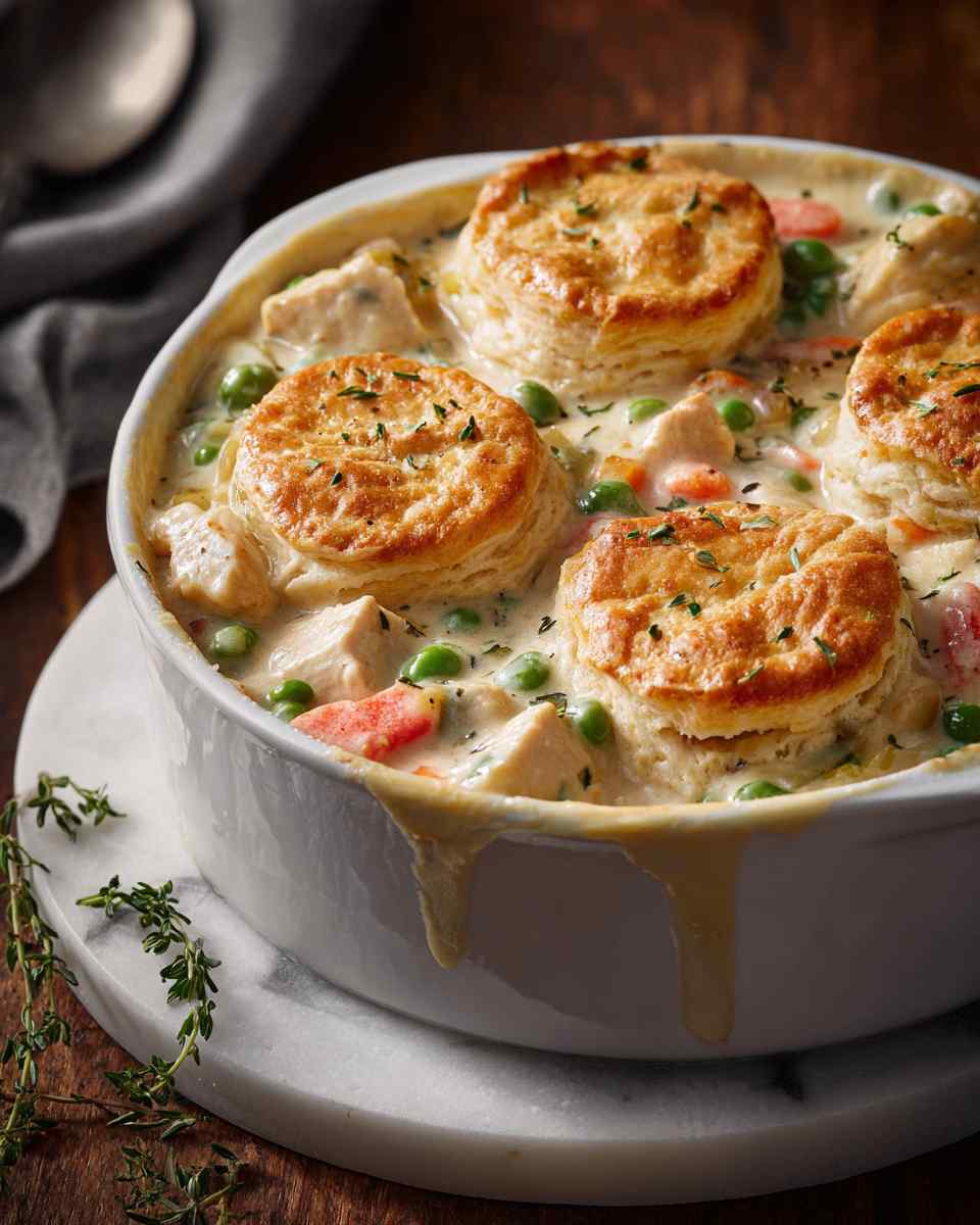 Creamy Chicken and Vegetable Biscuit Pot Pie