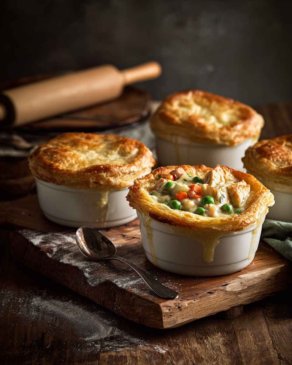 Creamy Chicken and Vegetable Pot Pies with Hash Brown Crusts