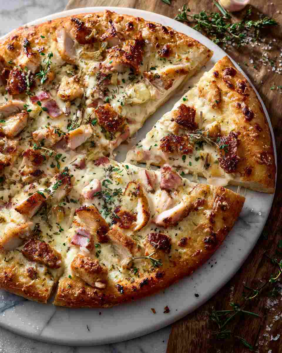 Creamy Chicken Cordon Bleu Pizza