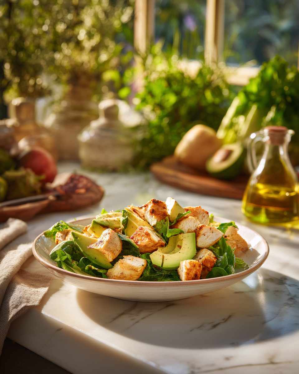 Creamy Grilled Chicken and Avocado Salad