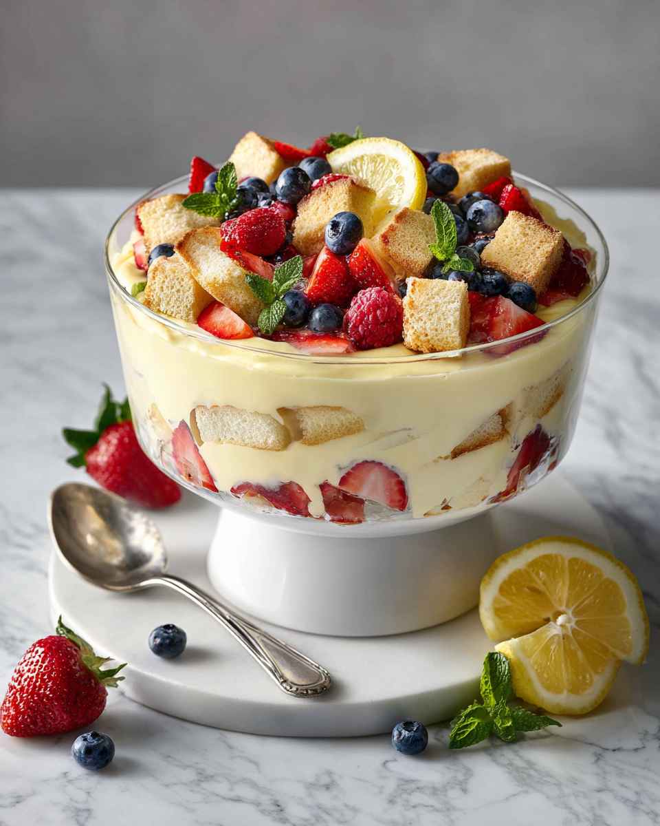 Creamy Lemon Ladyfinger Trifle with Mixed Berries