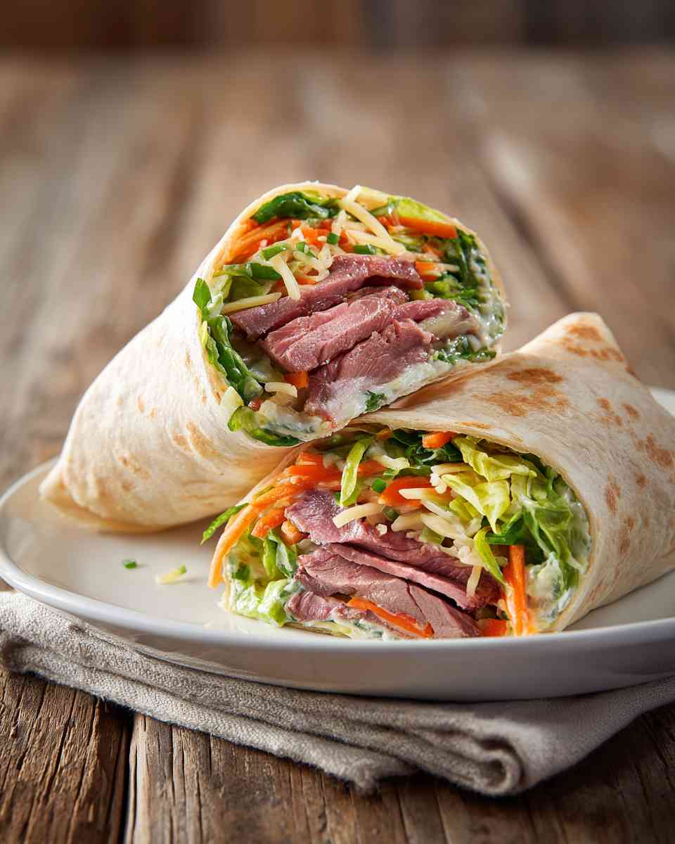 Creamy Roast Beef and Veggie Tortilla Wraps