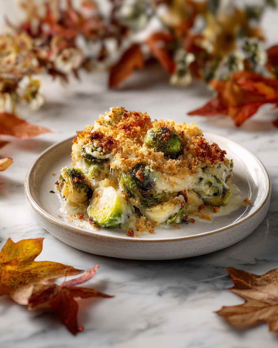 Creamy Roasted Brussels Sprouts Gratin