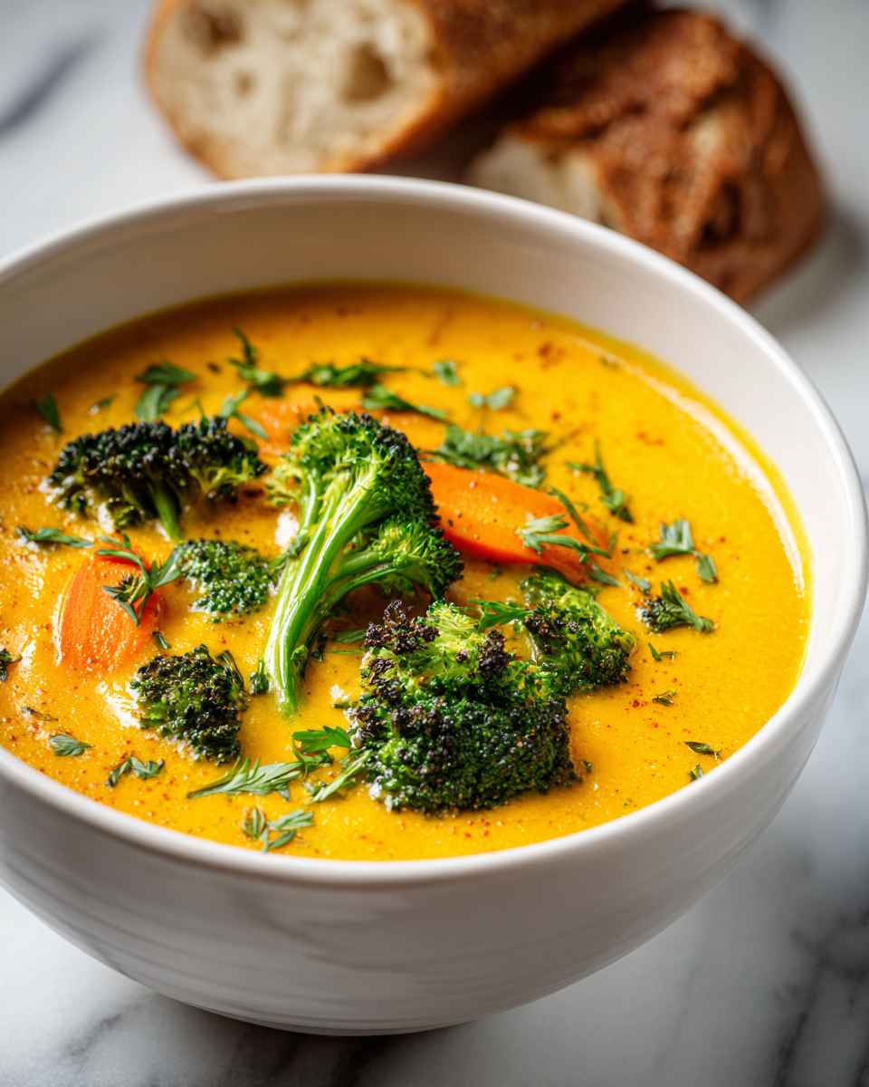 Creamy Roasted Carrot and Broccoli Soup