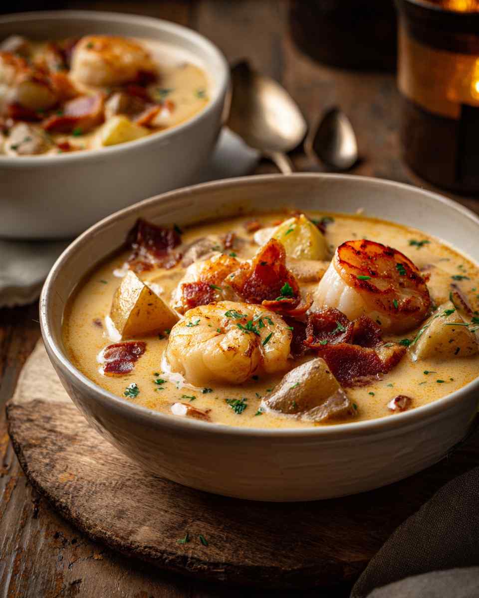Creamy Seafood Chowder with Bacon