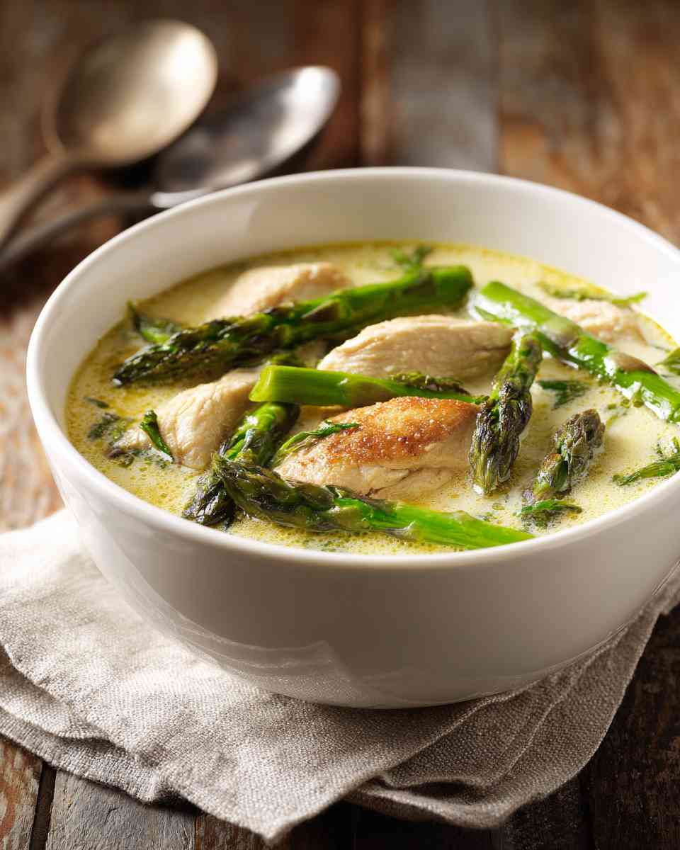 Creamy Simmered Chicken and Asparagus Soup
