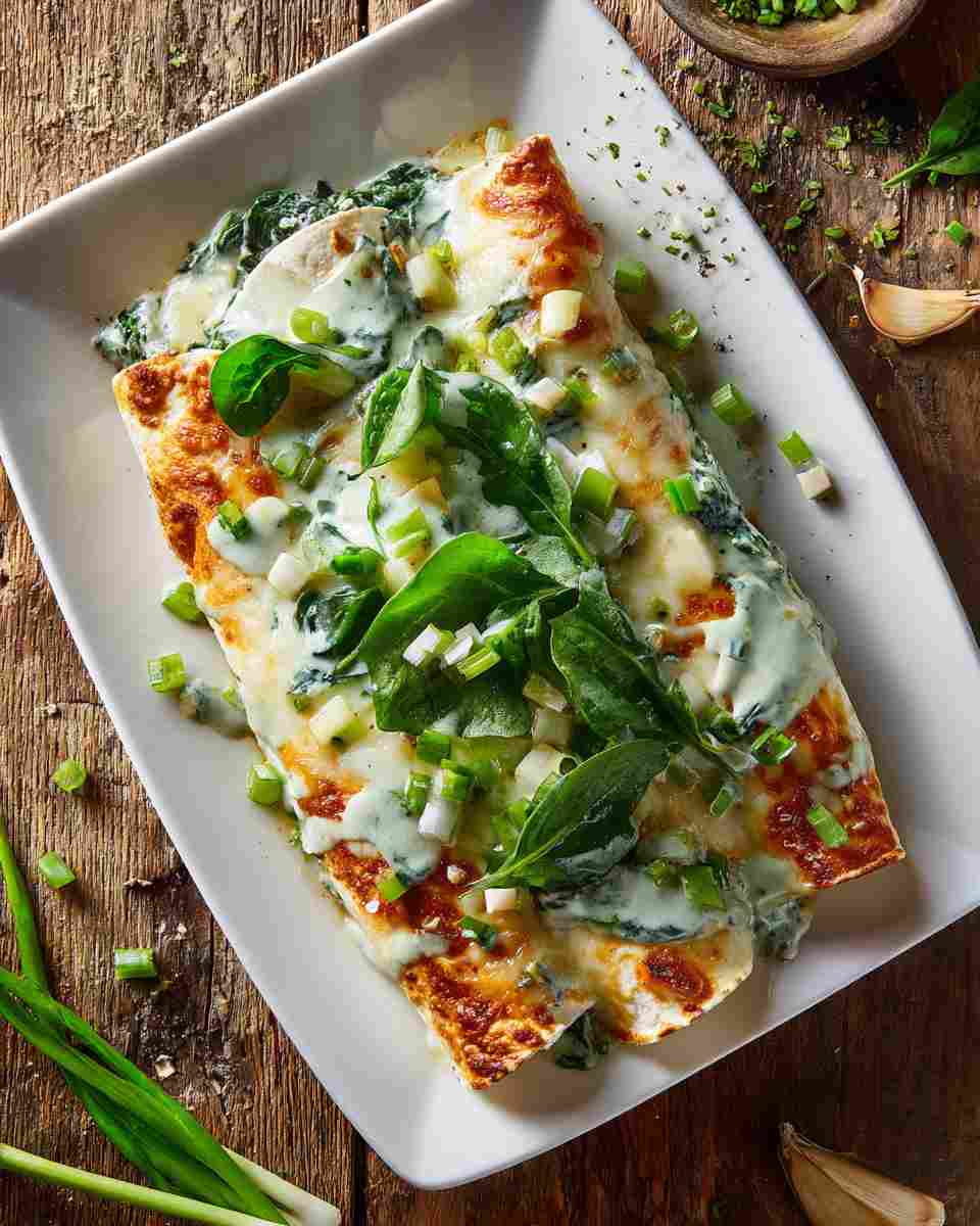 Creamy Spinach and Cheese Enchiladas with Zesty Green Sauce