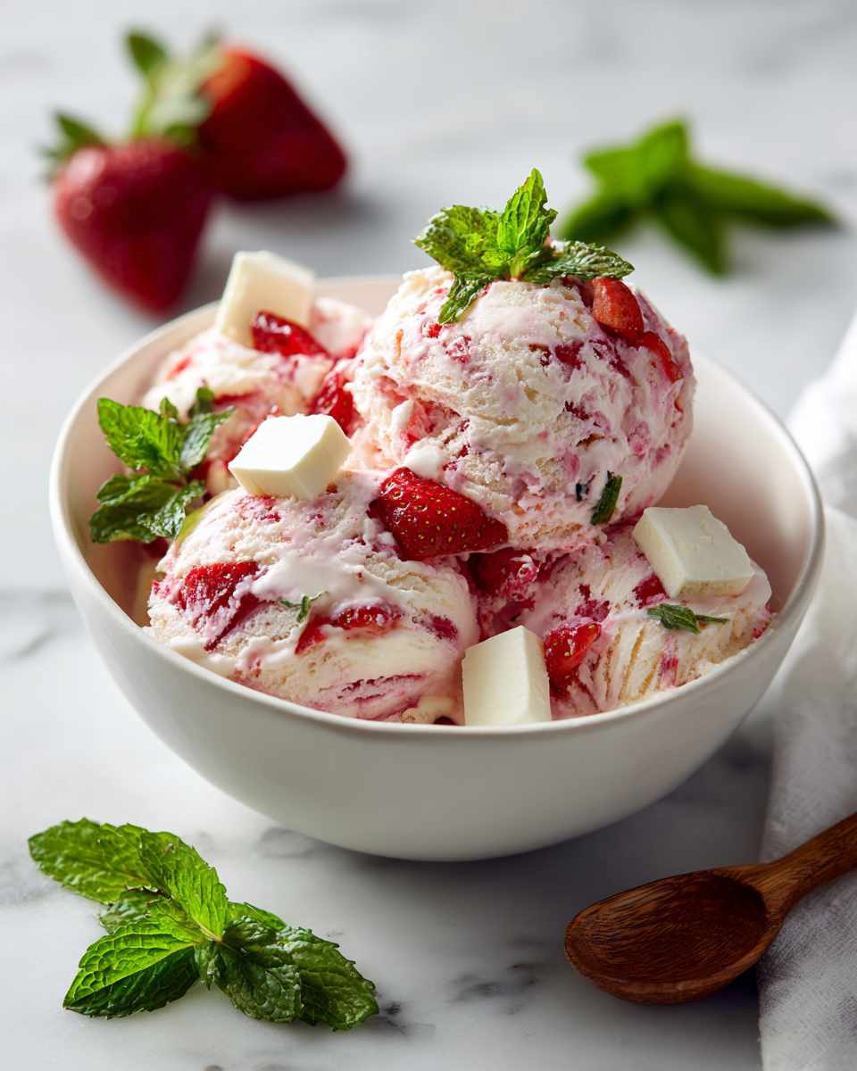 Creamy Strawberry Cheesecake Ice Cream