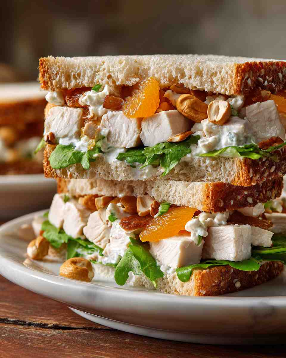 Creamy Turkey Salad Sandwiches with Cashews and Apricots