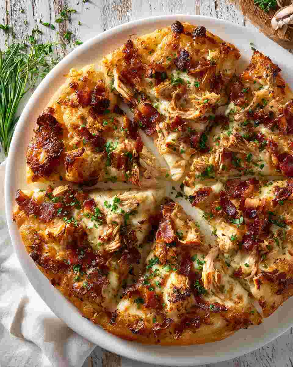 Crispy Bacon and Chicken Club Pizza
