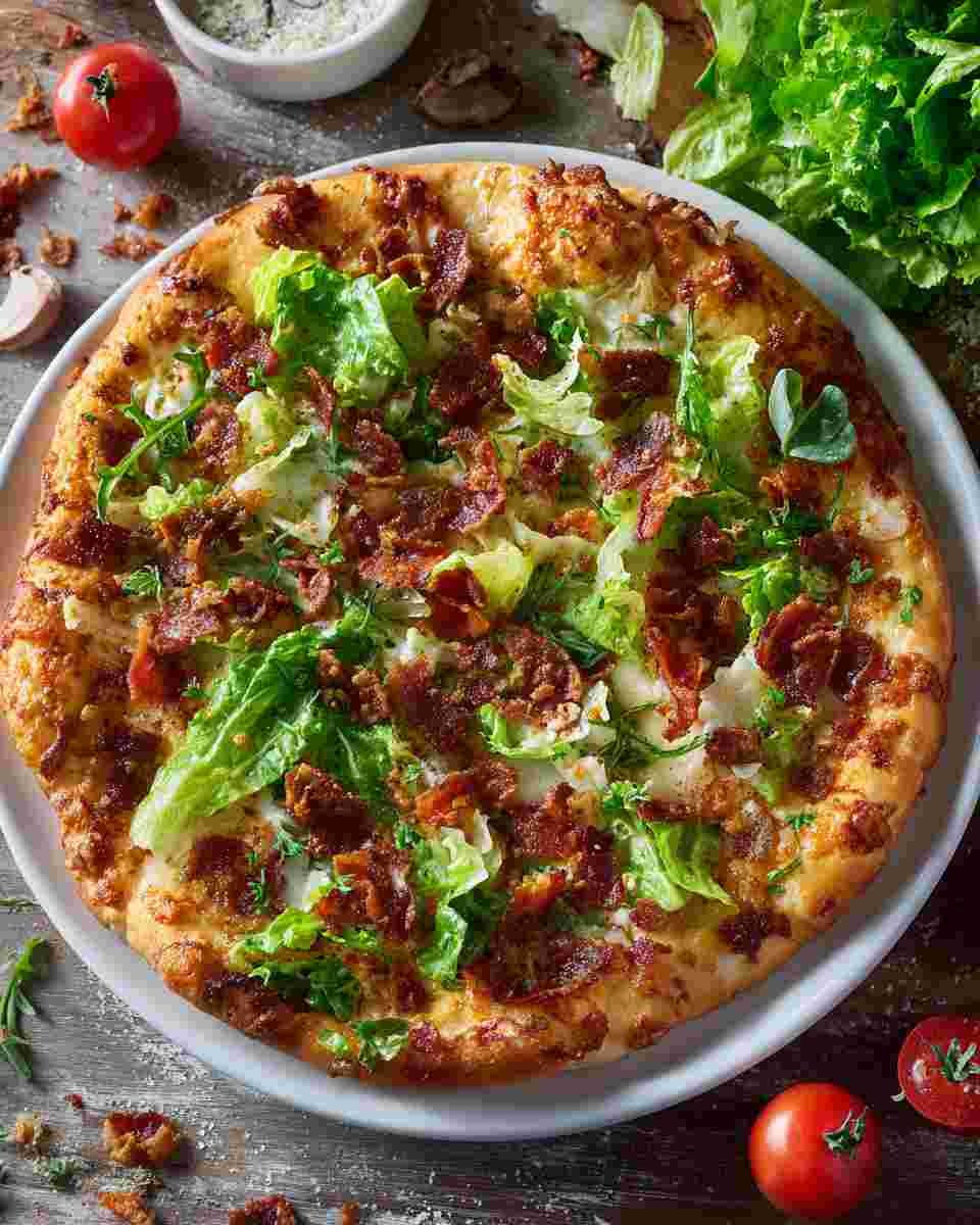 Crispy Bacon & Lettuce Tomato Pizza