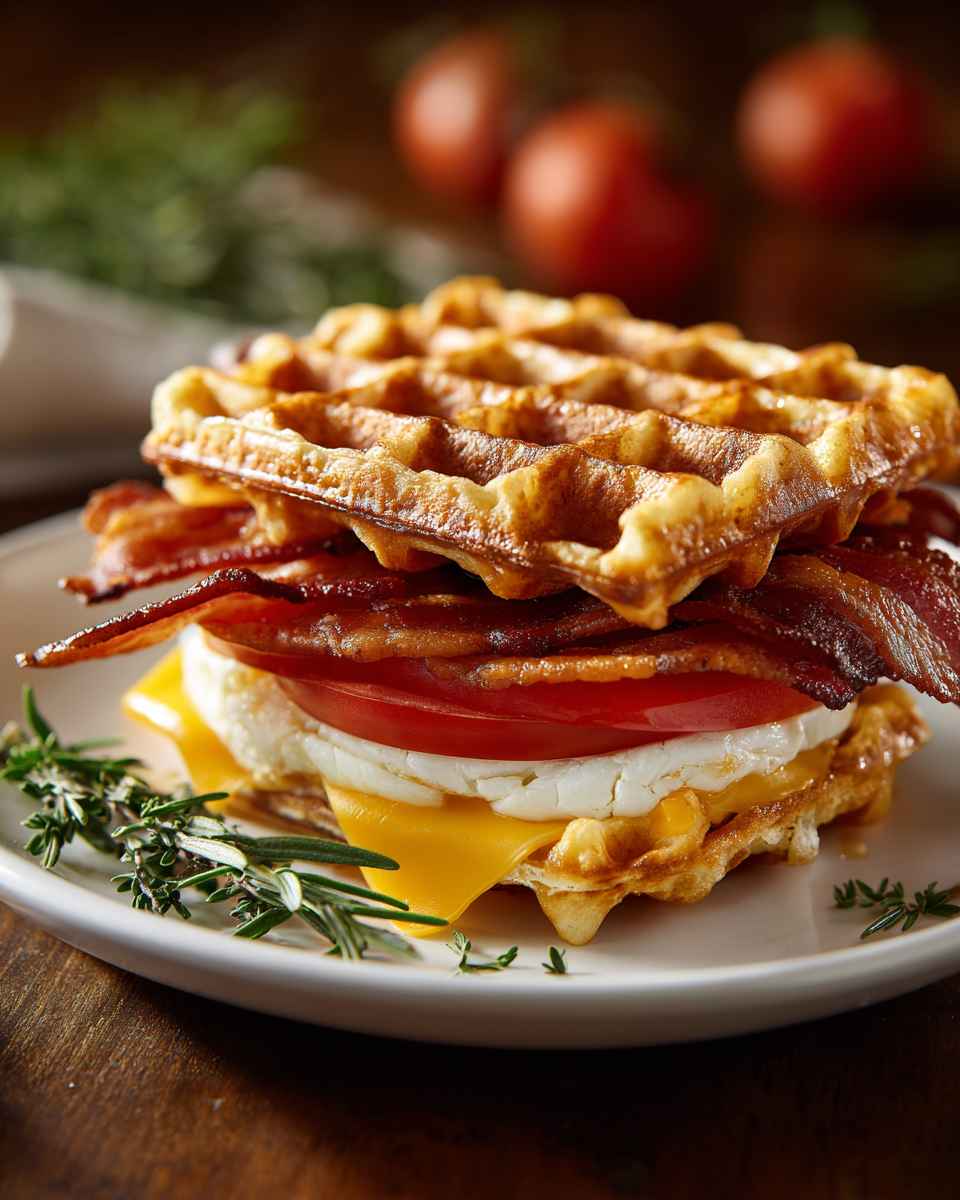 Crispy Bacon, Tomato, and Cheddar Waffle Sliders