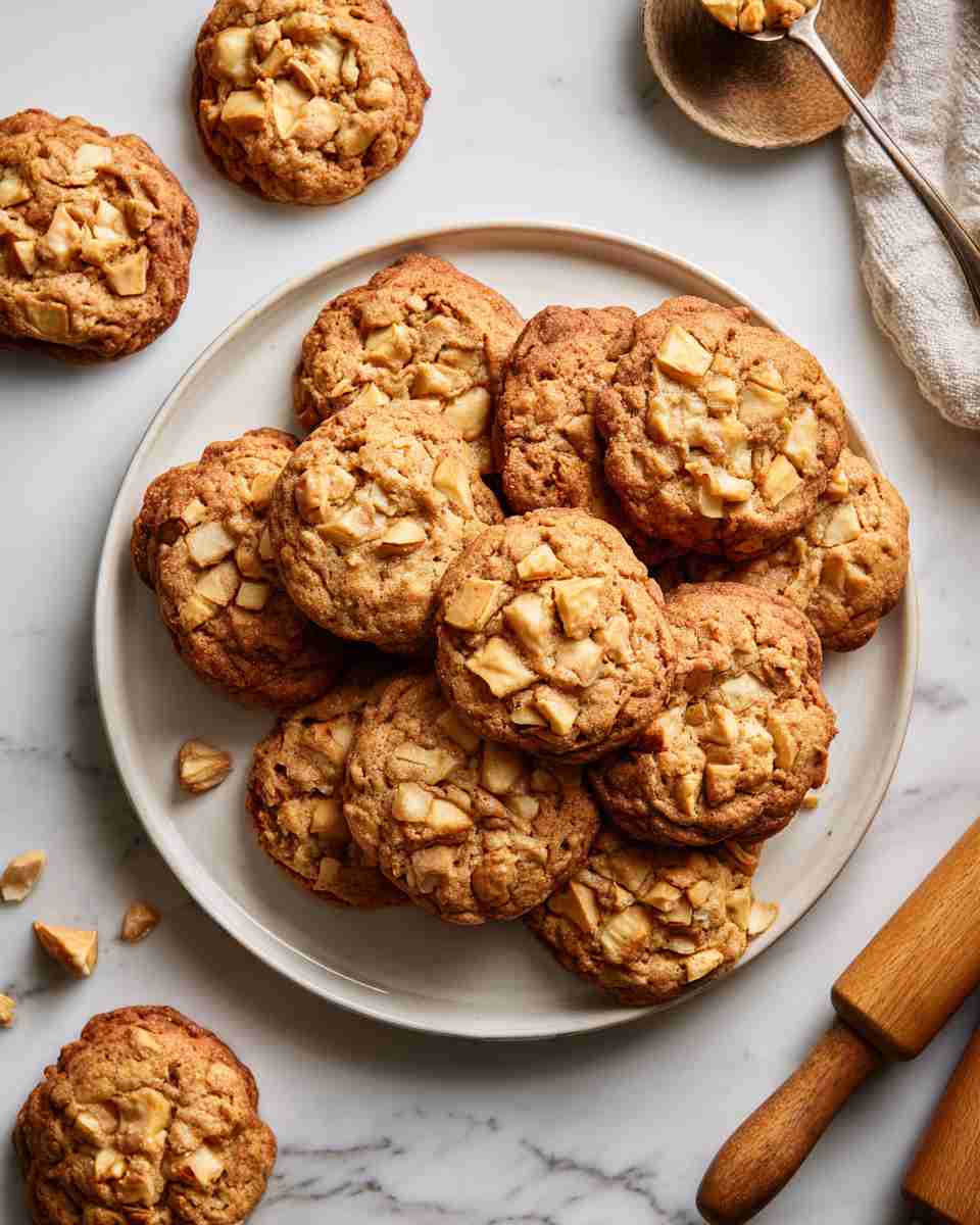 Crispy Baked Apple Peanut Butter Cookies