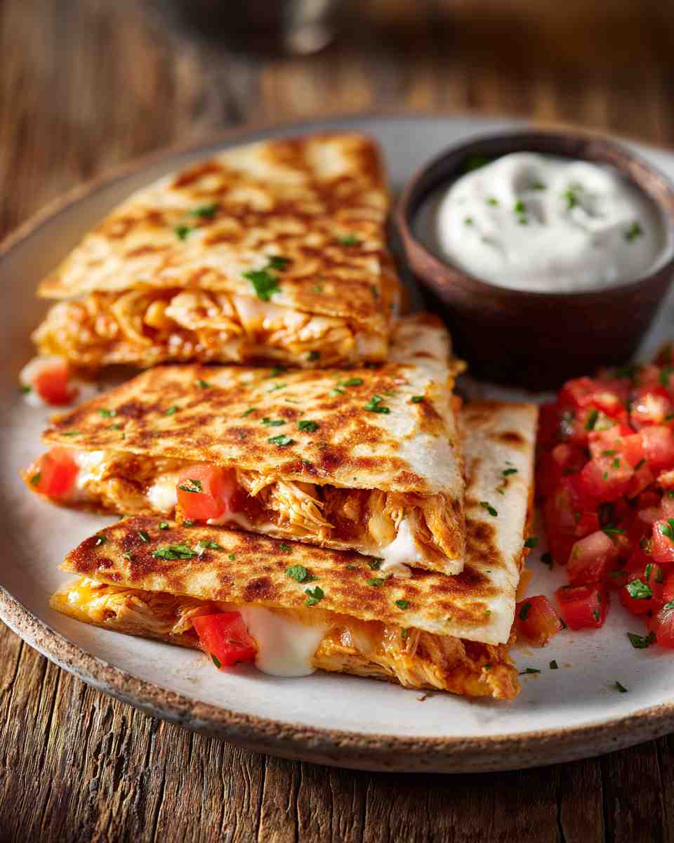 Crispy Baked Chicken and Cheese Quesadillas