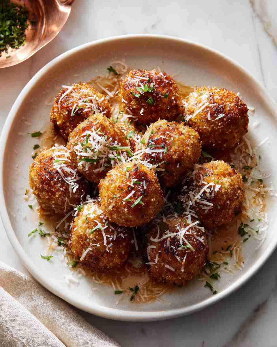 Crispy Baked Chicken Parmesan Meatballs