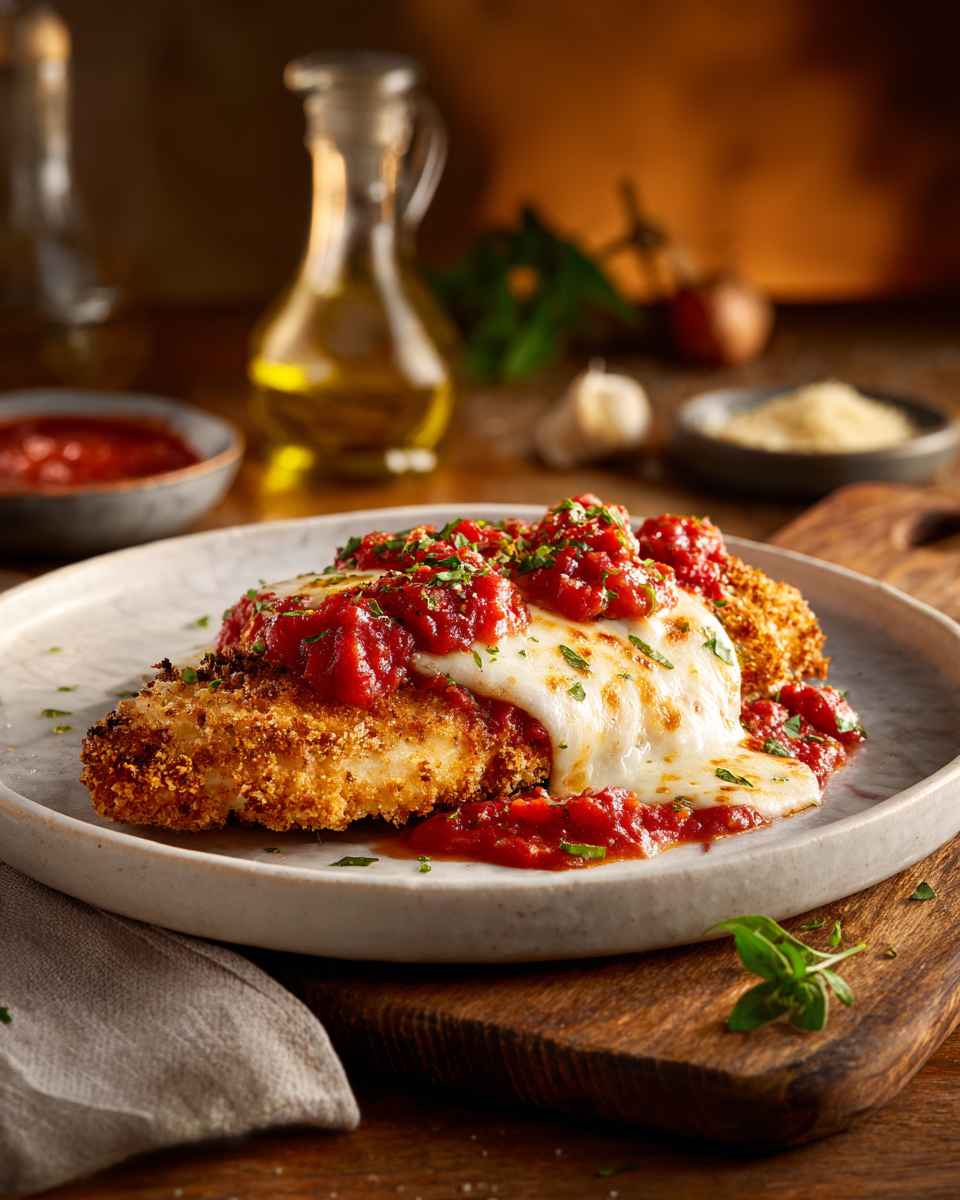 Crispy Baked Chicken Parmesan with Tomato Sauce