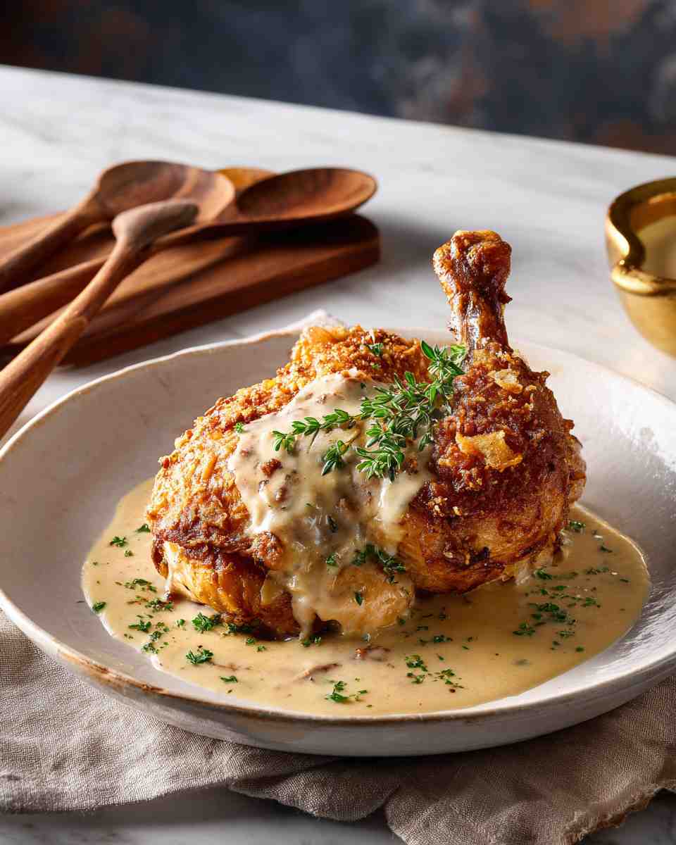Crispy Baked Chicken with Creamy Country Gravy