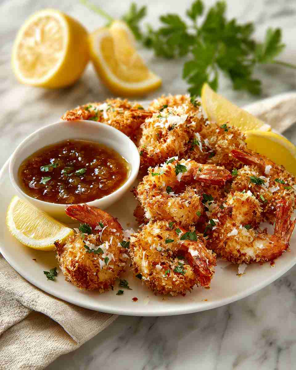 Crispy Baked Coconut Shrimp with Sweet Apricot Dipping Sauce