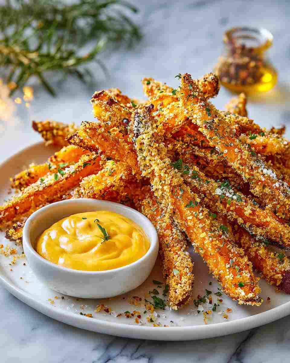 Crispy Baked Sweet Potato Fries with Mango Chutney Mayo