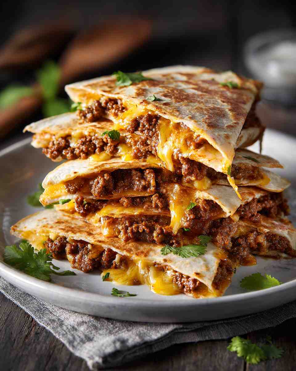 Crispy Beef and Cheese Quesadillas