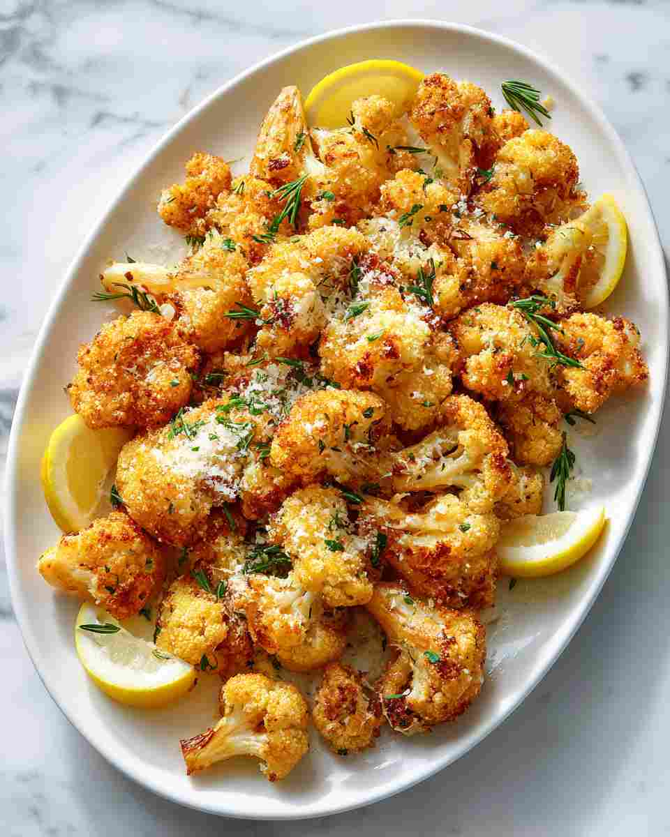 Crispy Roasted Garlic Parmesan Cauliflower