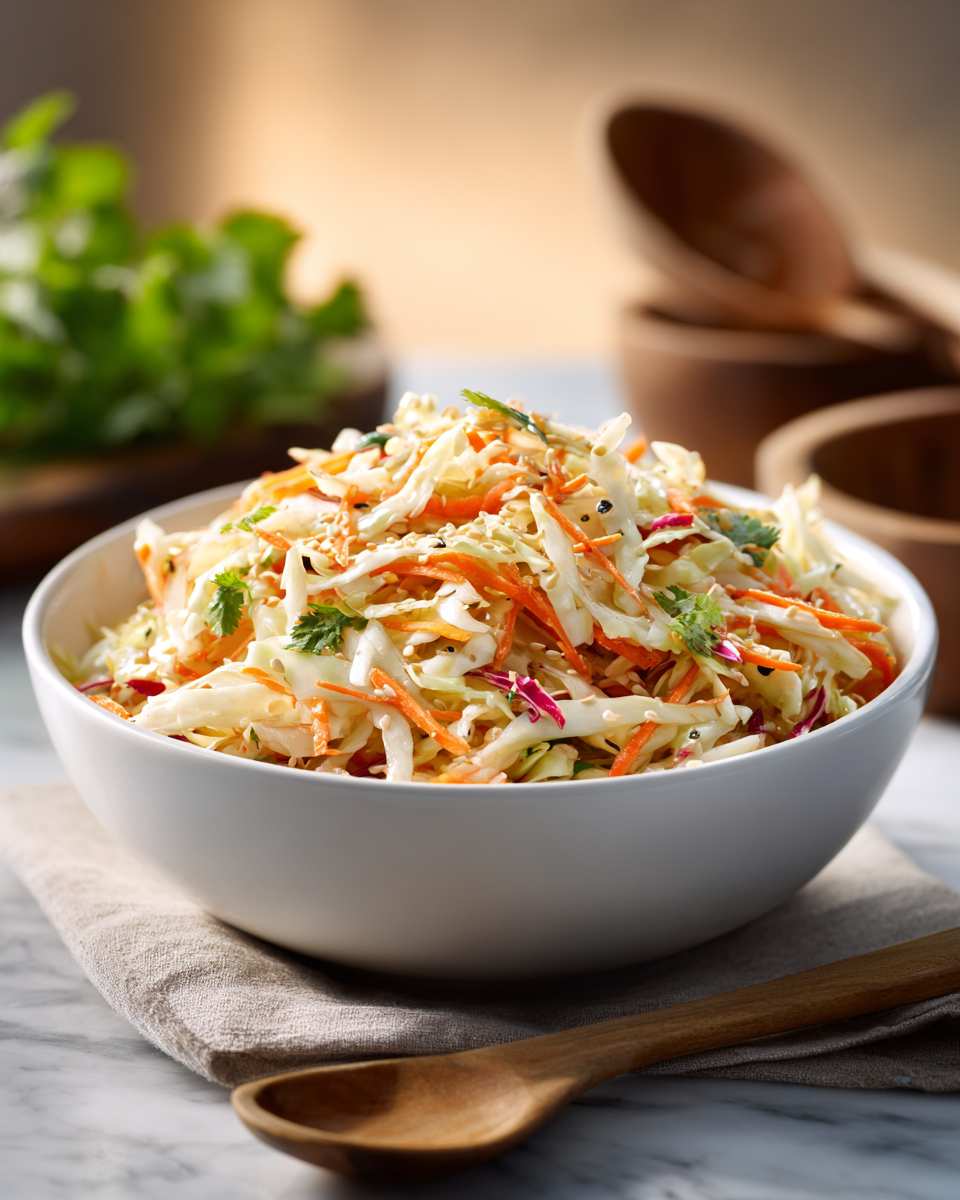 Crunchy Asian Cabbage Slaw with Sesame Dressing