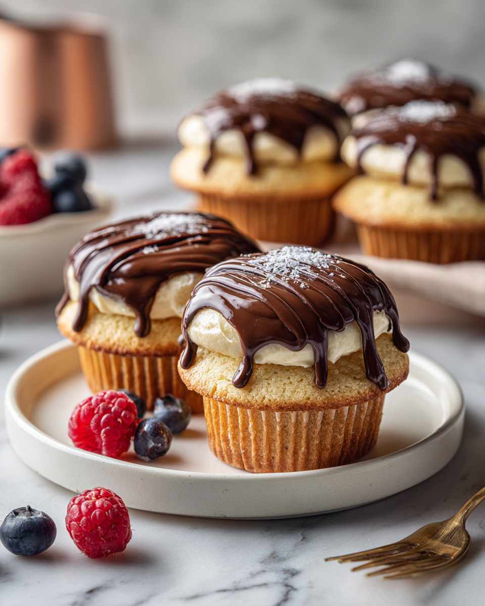 Decadent Baked Boston Cream Cupcakes