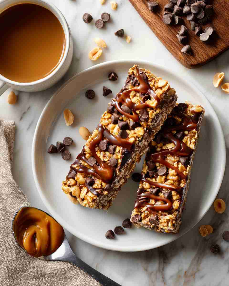 Decadent Caramel Peanut Oat Bars