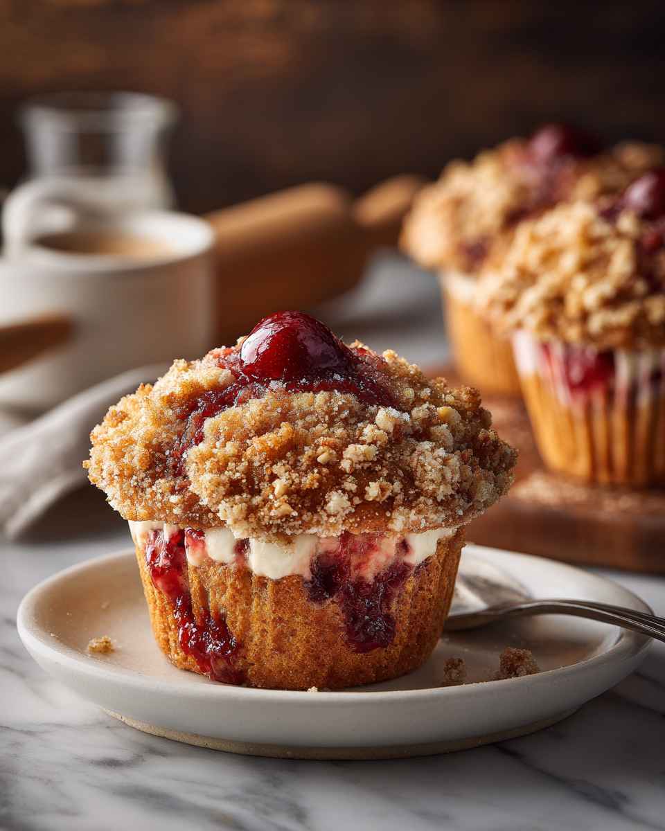 Decadent Cherry Almond Cream Cheese Muffins