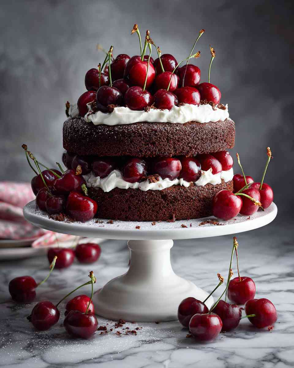 Decadent Chocolate and Cherry Black Forest Cake