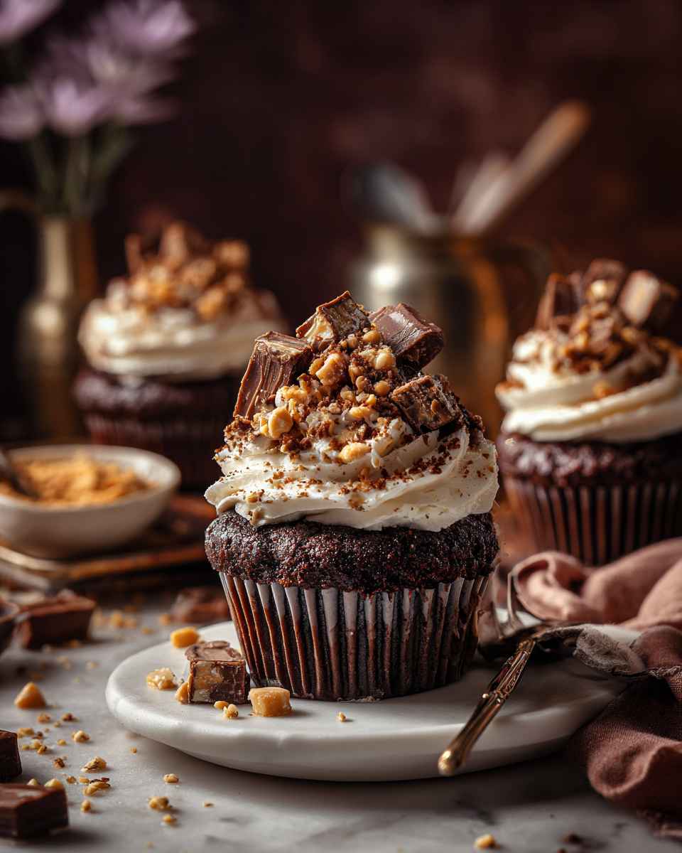 Decadent Chocolate Candy Bar Cupcakes