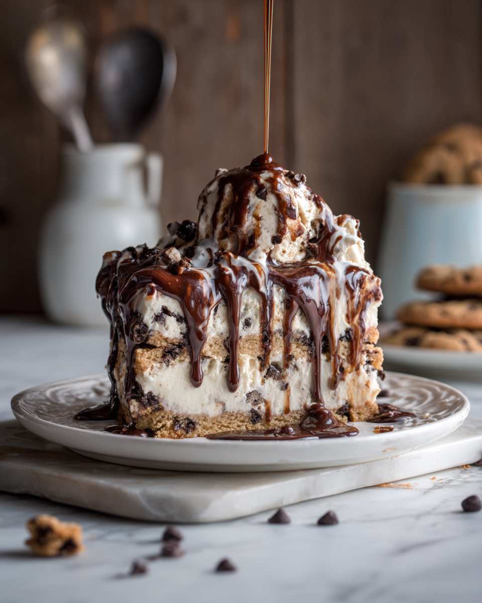 Decadent Chocolate Chip Cookie Ice Cream Cake