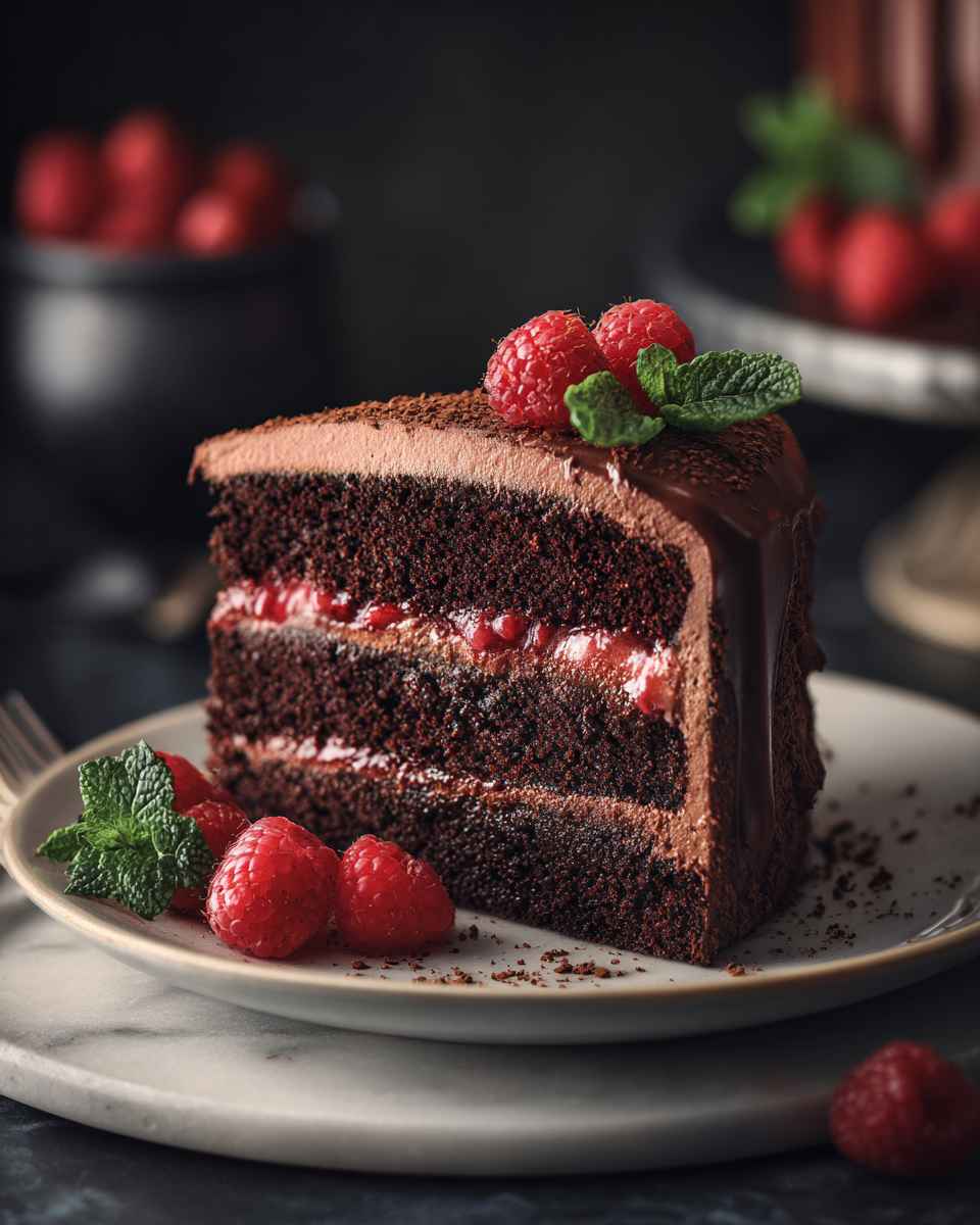 Decadent Chocolate Raspberry Cake