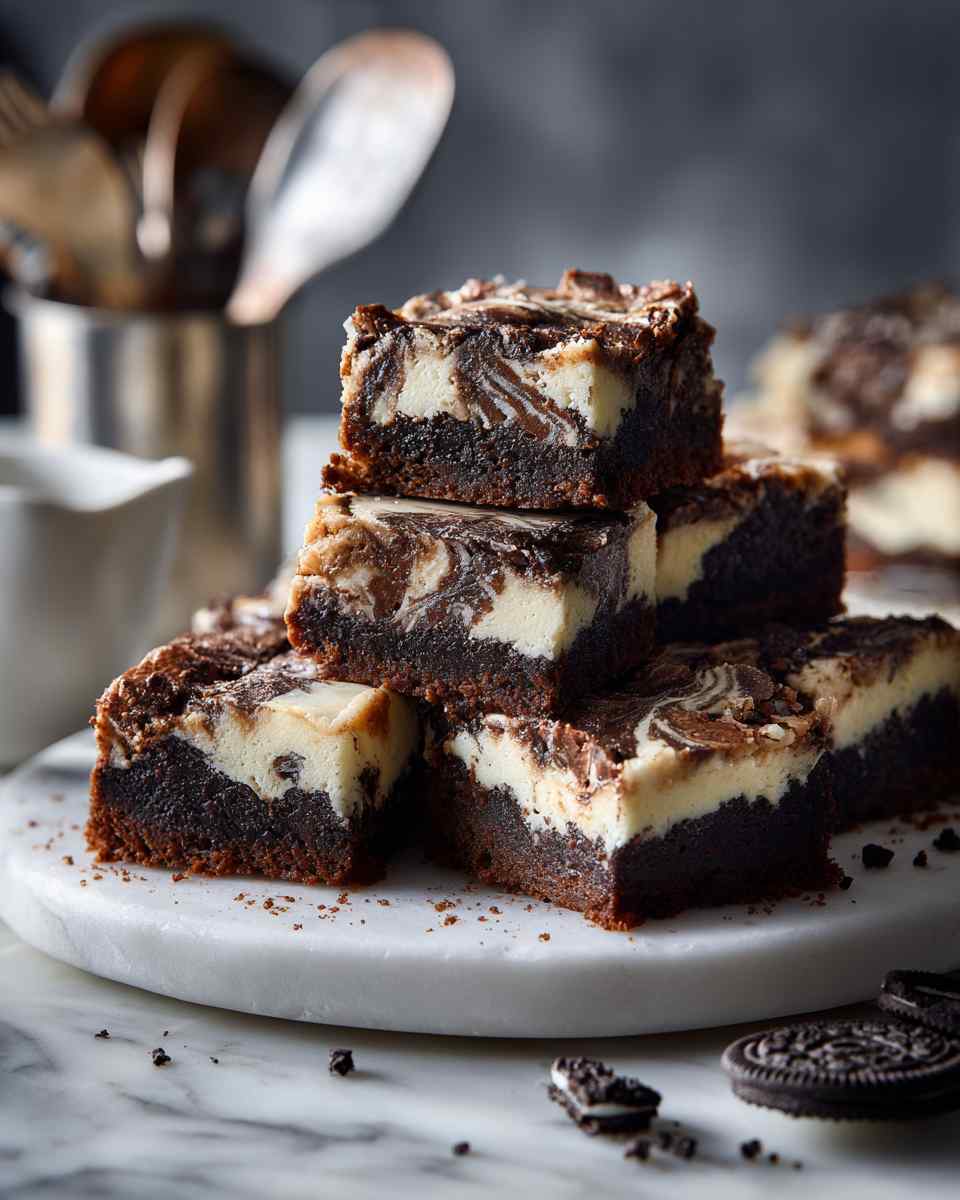 Decadent Marbled Cookies & Cream Brownies