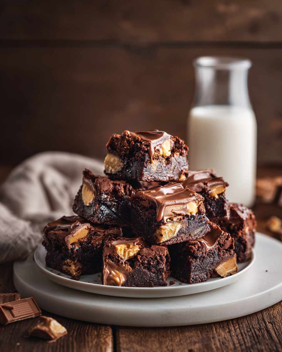 Decadent Snickers and Milk Chocolate Brownies