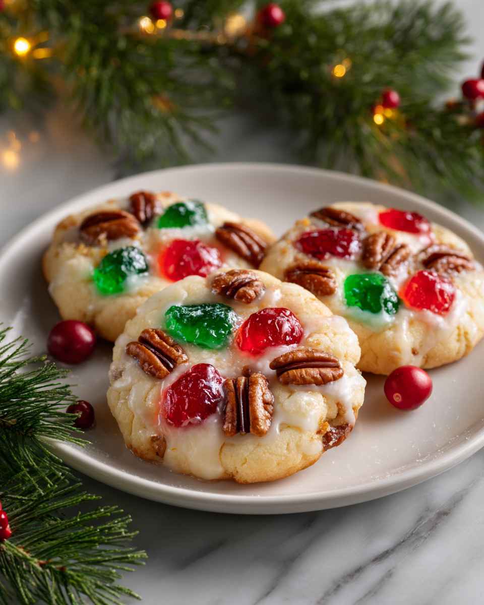 Festive Cherry Pecan Shortbread Cookies