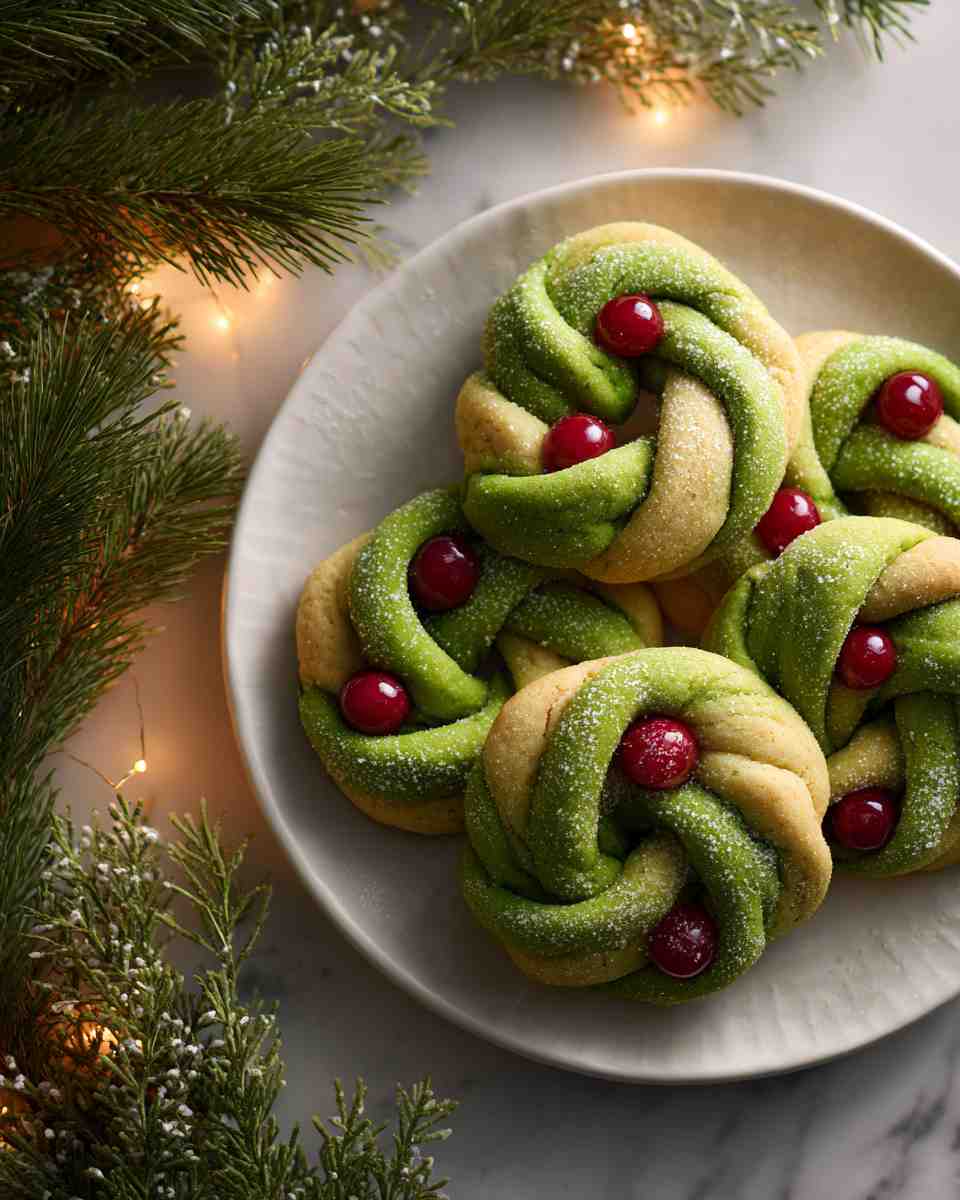 Festive Twisted Wreath Cookies