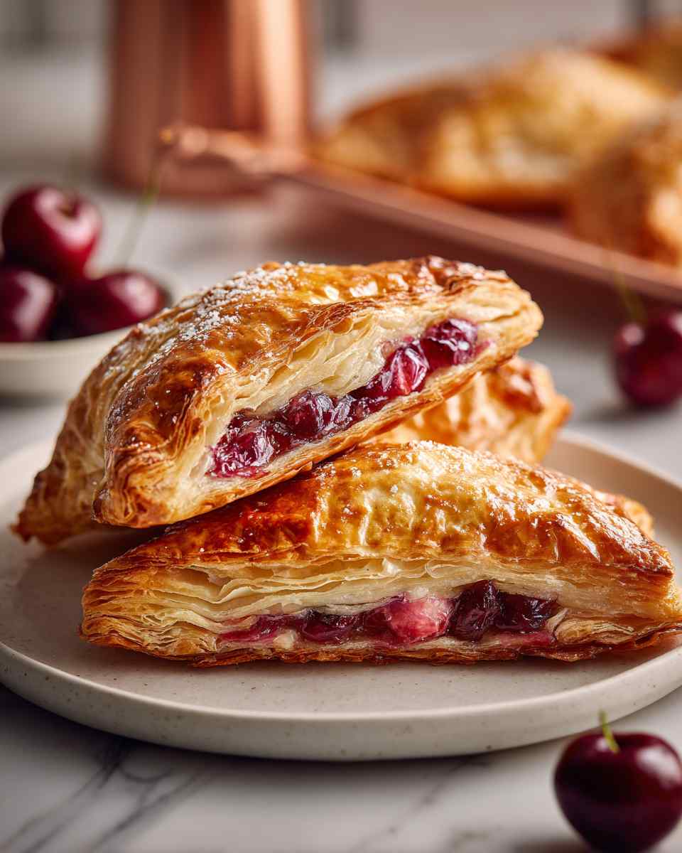 Flaky Baked Cherry Turnovers