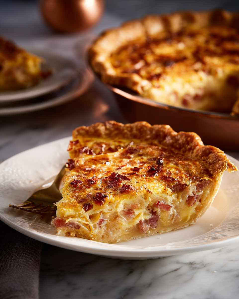 Flaky Crust Canadian Bacon and Caramelized Onion Quiche