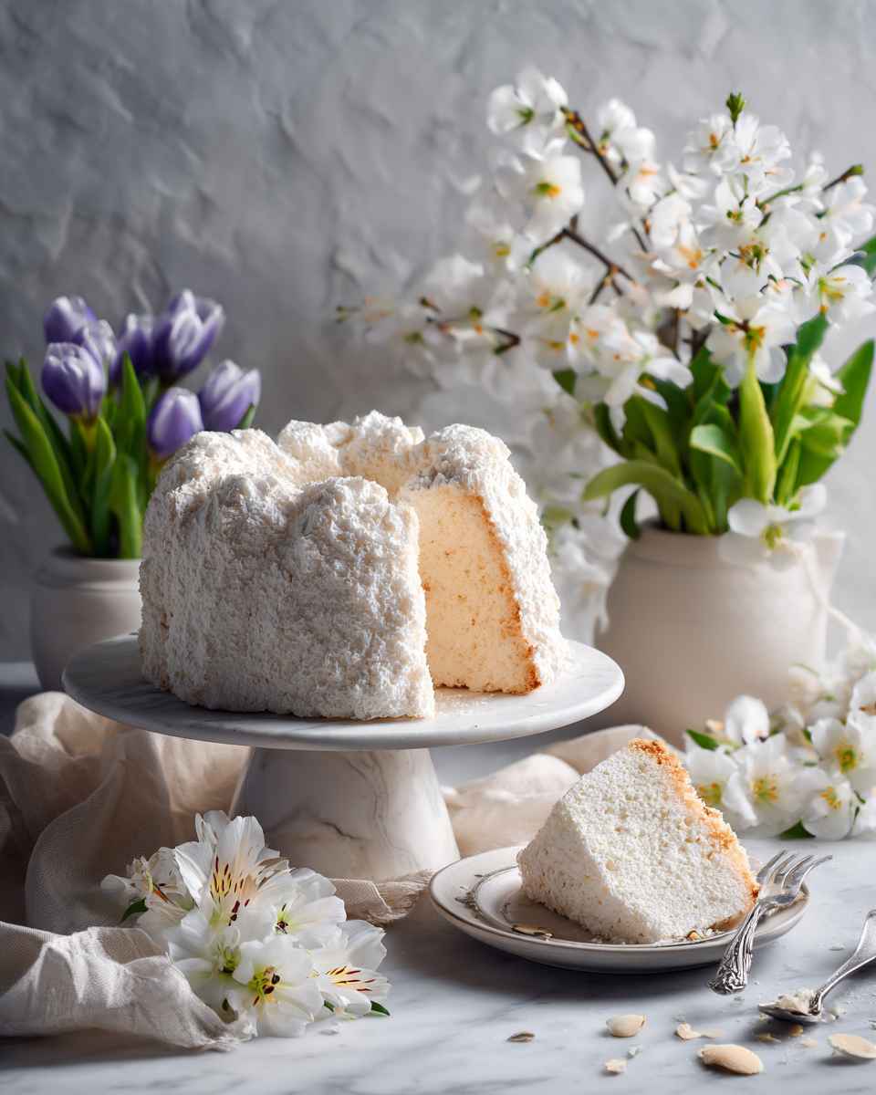 Fluffy Almond Angel Food Cake