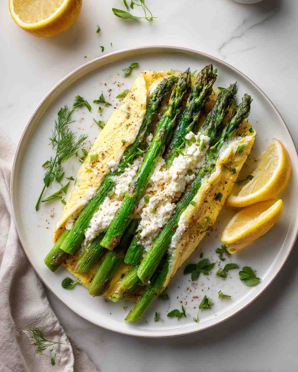 Fluffy Asparagus and Cream Cheese Omelet