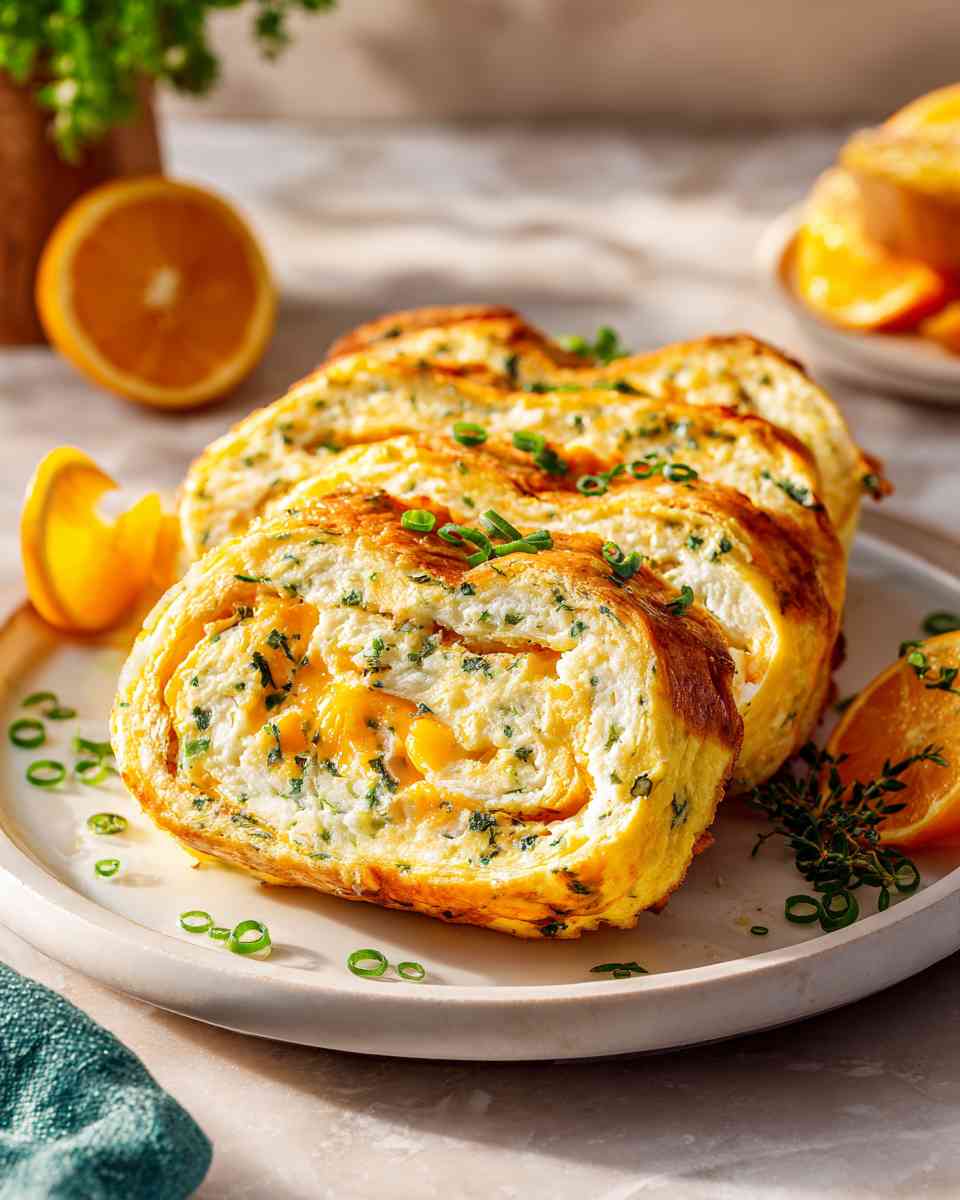 Fluffy Baked Cheese Omelet Roll