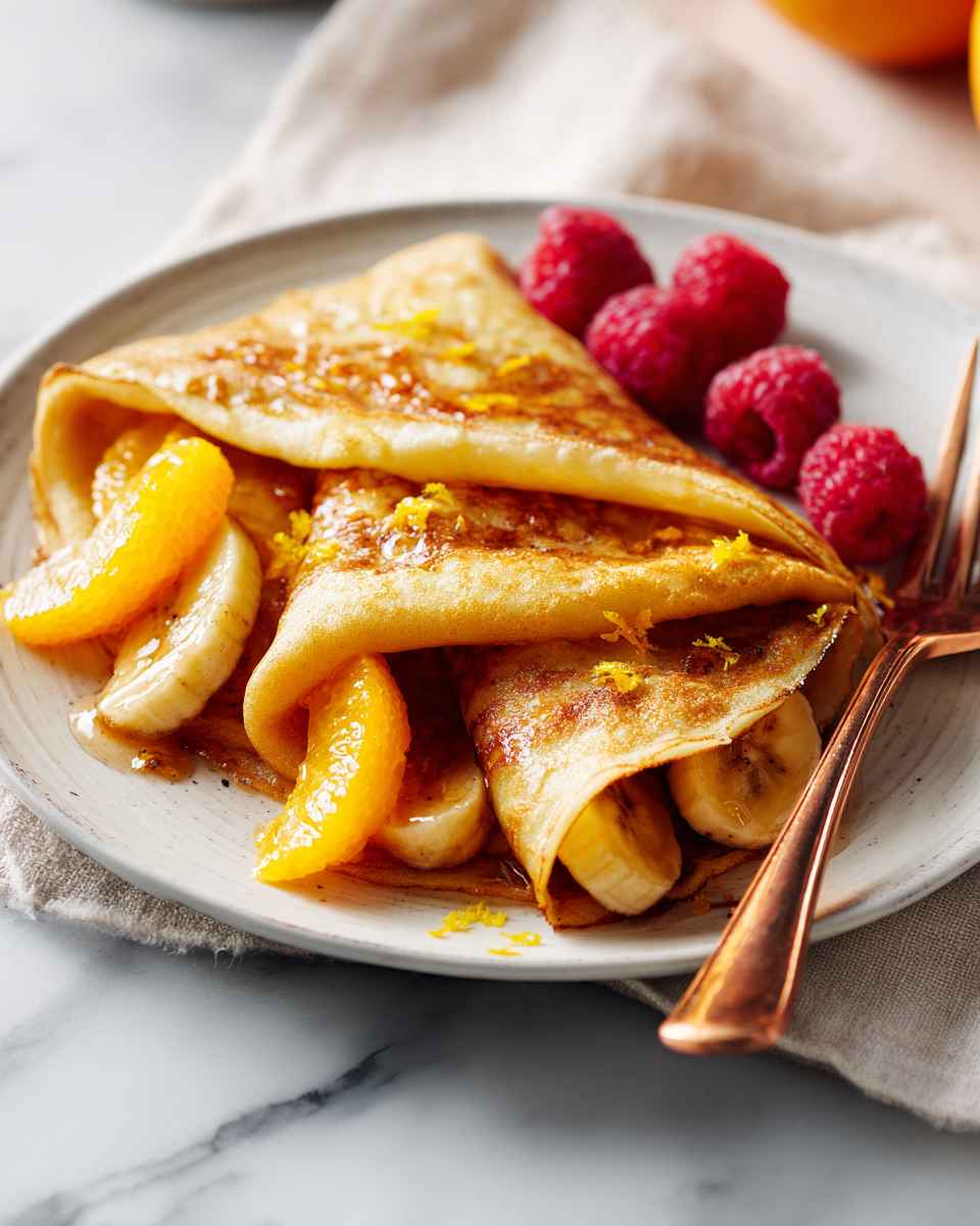 Fluffy Banana Orange Crepes