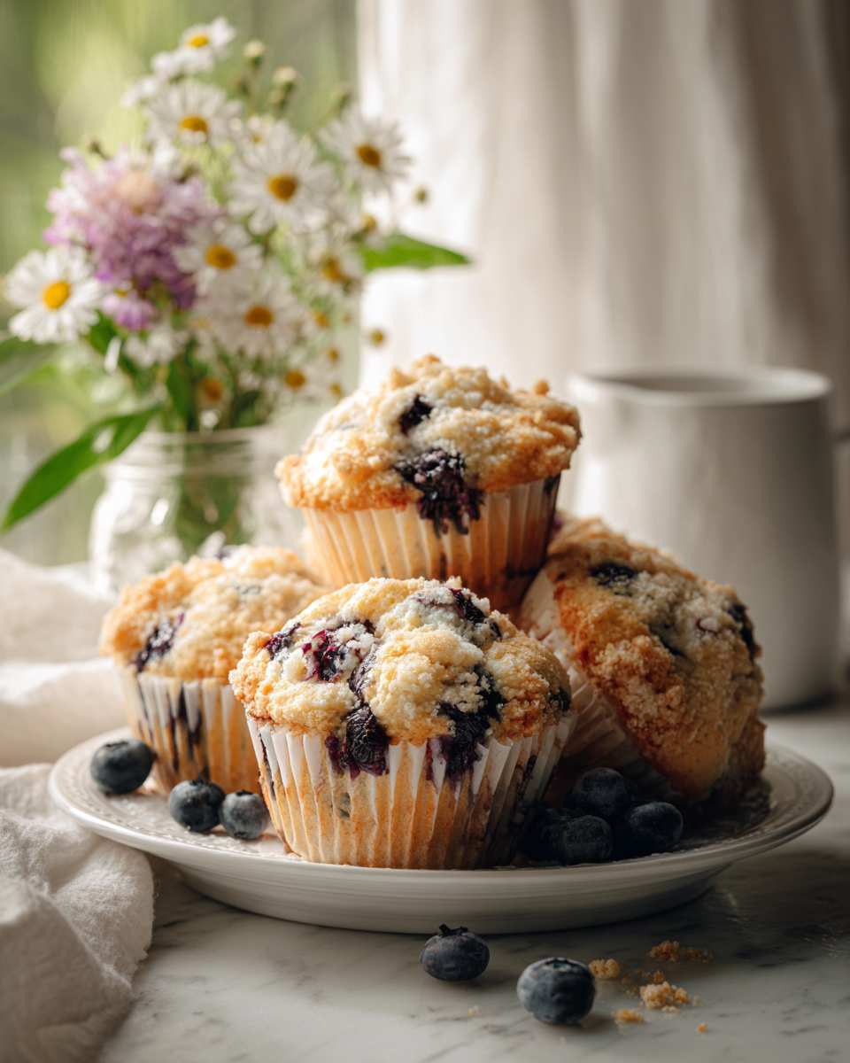 Fluffy Blueberry Buttermilk Muffins