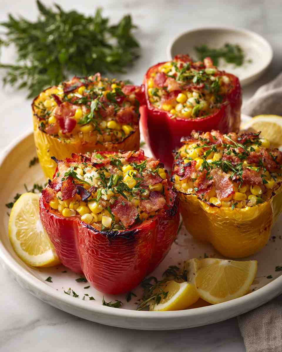 Grilled Bacon and Corn Stuffed Bell Peppers