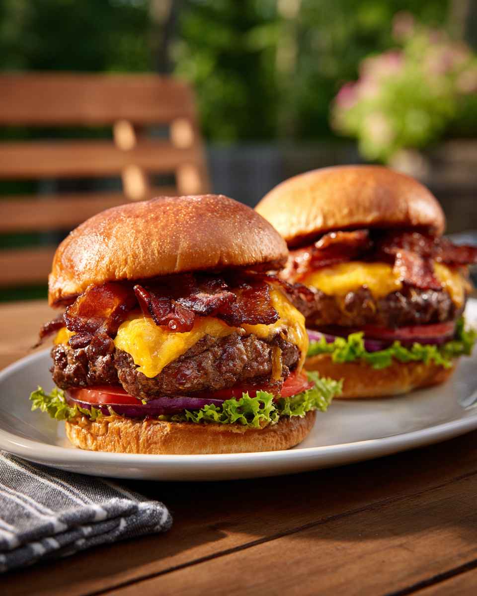 Grilled Bacon Cheeseburgers with Savory Sauce