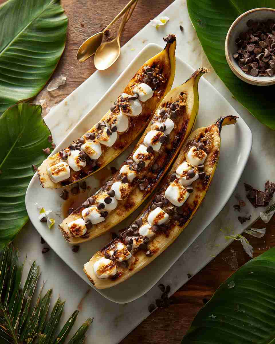 Grilled Banana Boats with Chocolate and Marshmallows
