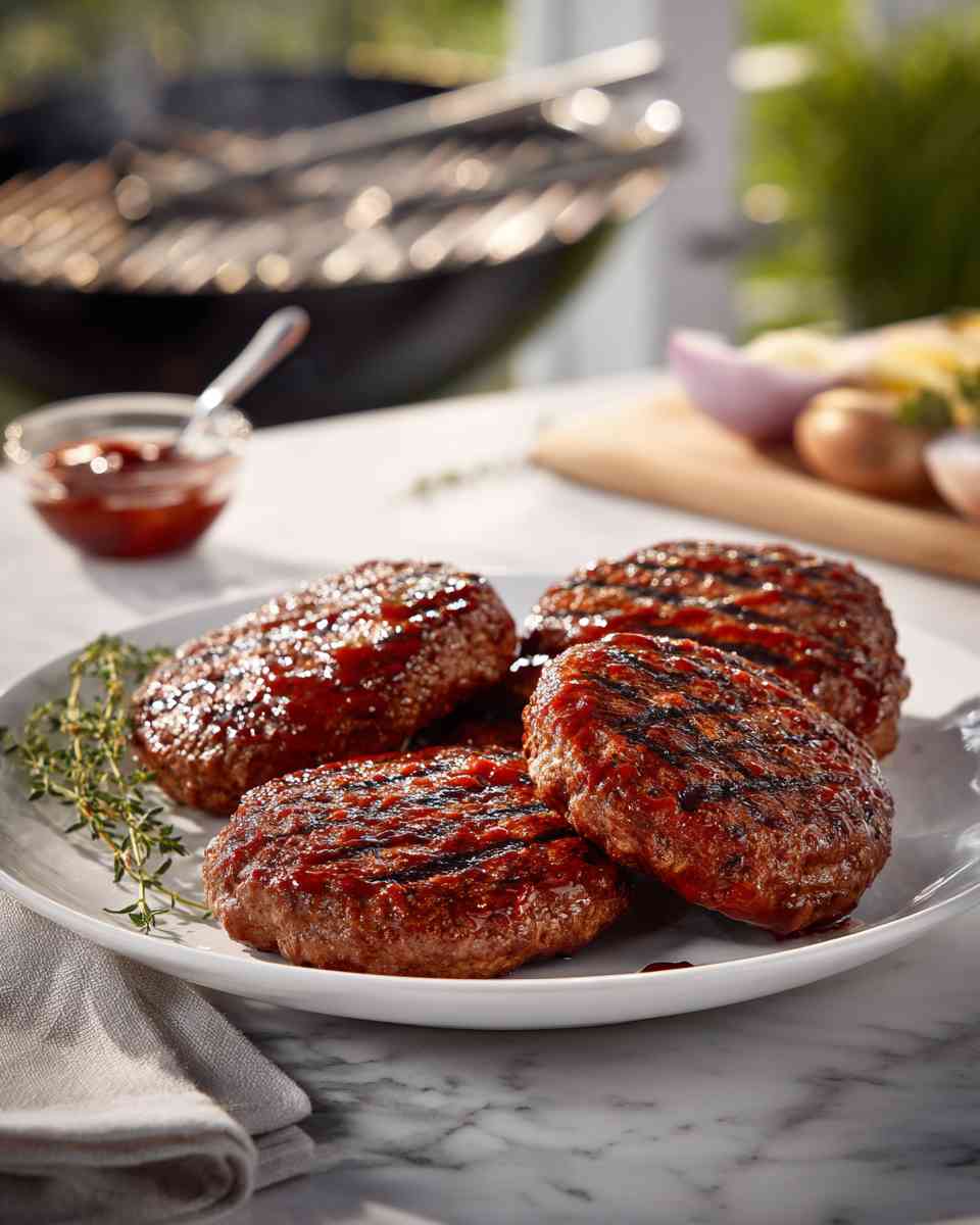 Grilled Barbecue Beef Burgers